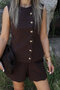 Bitter Brown Linen Star Buttoned Vest Shorts Suit - 4