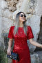 Red Balloon Sleeve Sequin Dress - 3