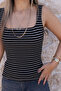 Black Striped Thick Strap Tank Top - 2