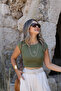 Khaki Modal Basic Crop Top - 3