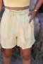 Lime Belted Linen Shorts