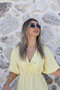 Yellow Balloon Sleeve Muslin Dress - 3