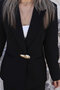 Black Button-Down Blazer Suit - 4