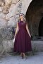 Burgundy Belt Detailed Midi Dress