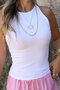 White Halter Neck Long Crop Top - 4