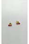 Gold Mini Earrings with Cherry Detail - 2