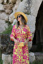 Yellow Fuchsia Floral Long Dress - 6