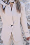 Beige collar buttoned jacket with folded sleeves - 4