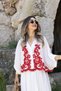 Red Embroidery Detail Skirt Blouse Set - 4