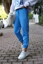 Blue Raised Tracksuit Made of Three Thread - Elastic Legs - 8