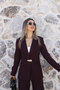 Plum Button Detailed Blazer Suit - 3