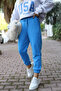 Blue Raised Tracksuit Made of Three Thread - Elastic Legs - 7