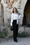 Black Flat Front Fabric Palazzo - 3