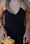Navy Blue Gather Detail Neck Tie Loose Dress - 4