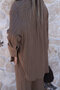 Coffee Palazzo Shirt Gofre Set - 5