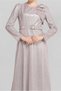 Stone Detail Silvery Evening Dress 40769 - 4