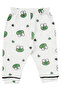 Unisex Ecru Green Frog Patterned Double Breasted Collar Pajama Set - 6
