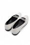 Women's oval toe double buckle ballet flats - white - 3