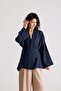 Indigo Tencel Fabric Premium Double-Breasted Closure Women's Kimono 31073 - 4