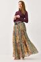 Women's Pleated Belt Lined ethnic pattern skirt - 3