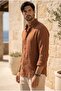 Bien Cotton Linen Men's Shirt - Brown - 5