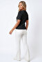 Black Crew Neck Short Sleeve Knitwear Sweater Slim Fit Hair Knit Patterned - 3