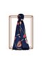 Patterned Silk Shawl - Göksu Sefası Patterned - Navy Blue