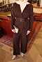 Women's Double Belted Jacket Suit Brown - 8