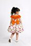 Balloon Skirt Zero Sleeve Butterfly Orange Casual Stylish Dress - 3