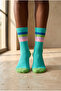 Women's Colorful Striped Socks Turquoise - 2