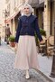 Cape Look Lined Trench Coat 1625 - Navy Blue