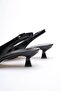 Women's Black Patent Leather Slingback Pointed Toe Short Heeled Shoes Tr20Ms04E - 8