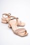 Women's Stone Detailed Ankle Buckle Rose Short Heeled Evening Dress Sandals - 5