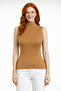 Turtleneck Ribbed Sleeveless Knitwear Blouse