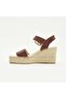 Women's Brown Bone Buckle Wedge Heeled Leather Sandals - 3