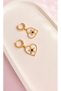 Gold Color Heart and Star Detailed Green Stone Steel Dangle Earrings-Steel Earrings-Steel Earrings with Heart - 4