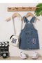 Printed Girls' Blue Denim Gilet Dress - 2