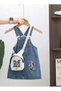 Printed Girls' Blue Denim Gilet Dress