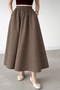 Brown-Mink Double Skirt with Elastic Waist and Pockets