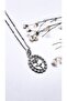 Rose Patterned Enamel Steel Necklace with Pearls Around - 4