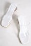 Alix White Heeled Transparent Women's Slippers - 3