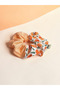 Arts Orange Mix Scrunchie Hair Clip – Two-Color Poplin Fabric Orange Patterned Handmade Hair Clip - 2
