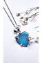 Heart Star Figured Colorful Opal Stone Steel Necklace - 5