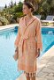 Hooded Unisex Peshtemal Beach Bathrobe 100% Cotton Seaside Stripe - 5