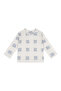 Organic Cream Plaid Floral Pattern Cuffed Long Sleeve Tshirt Pants Baby Girl Set - 3