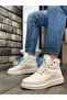 Ba0151 White Men's Style Sports Boots with Fur Inside and Laces - 2