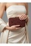 Burgundy Gold Detailed Lace Embroidered Chain Strap Women's Evening Dress Bag Wedding Engagement Graduation
