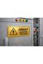 Caution Electrical Hazard Gold Metal Warning Sign 10X25 cm – Industrial