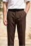 Baruchel Pleated Baggy Fit Fabric Men's Trousers - Brown - 2
