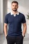 Men's Yaka Patterned Knitwear T-Shirt Navy Blue Cd165 - 2